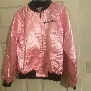 Pink Sweeties satin bomber jacket with scarf